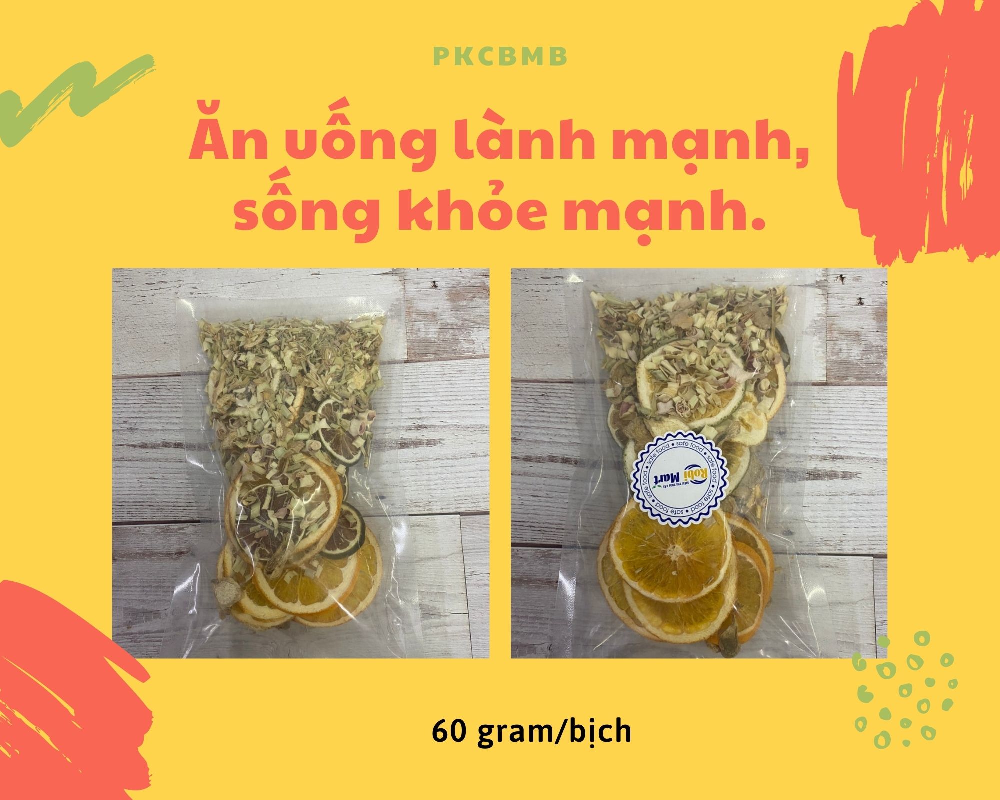 Trà chanh sả gừng - tăng sức đề kháng, phòng ngừa dịch bệnh (60g/bịch)