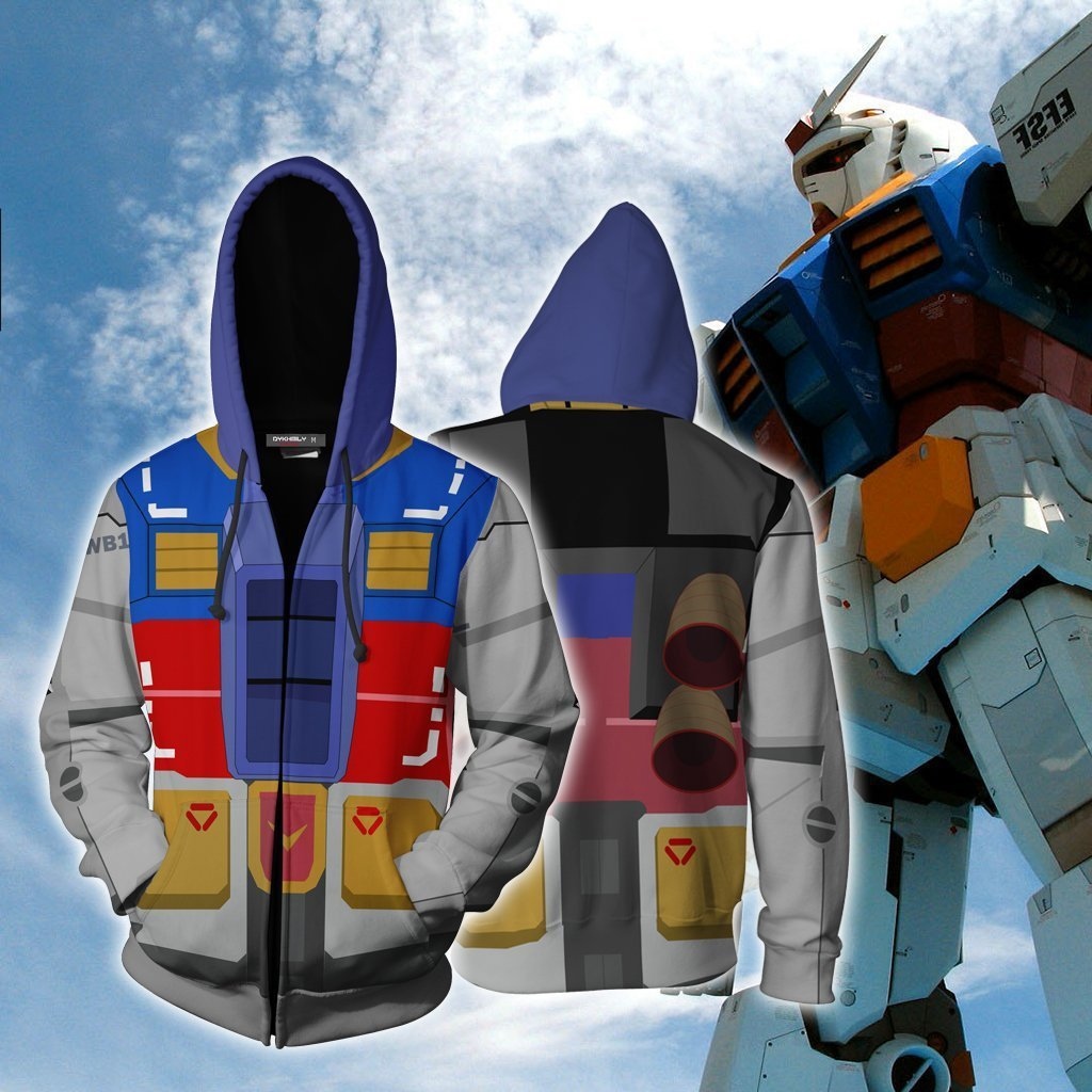New classic Japanese manga Mobile Suit Gundam 3D sweater print zipper on