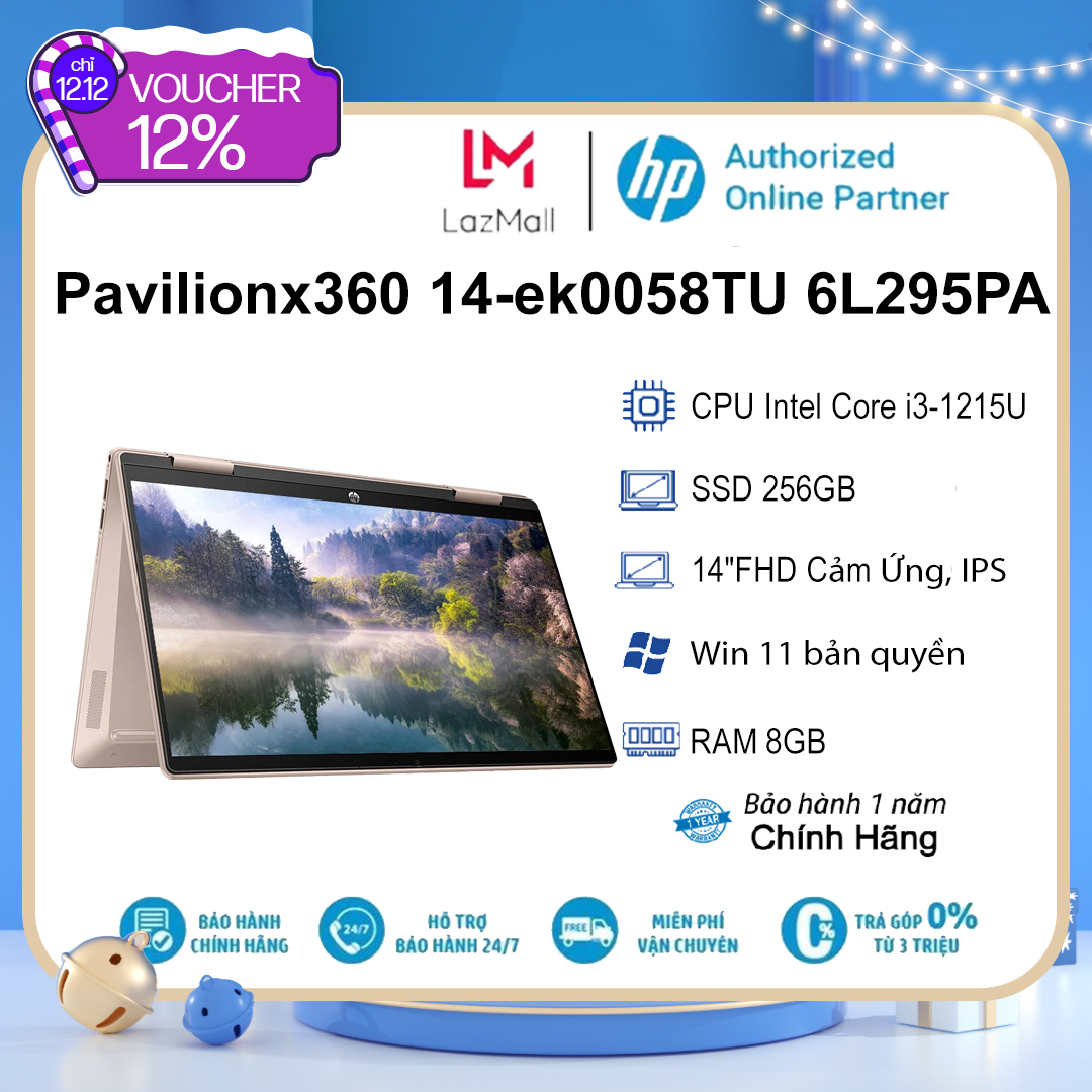 Laptop hp pavilion x360 14-ek0058tu 6l295pa i3-1215u| 8gb| 256gb| ob| 14"fhd touch| win11