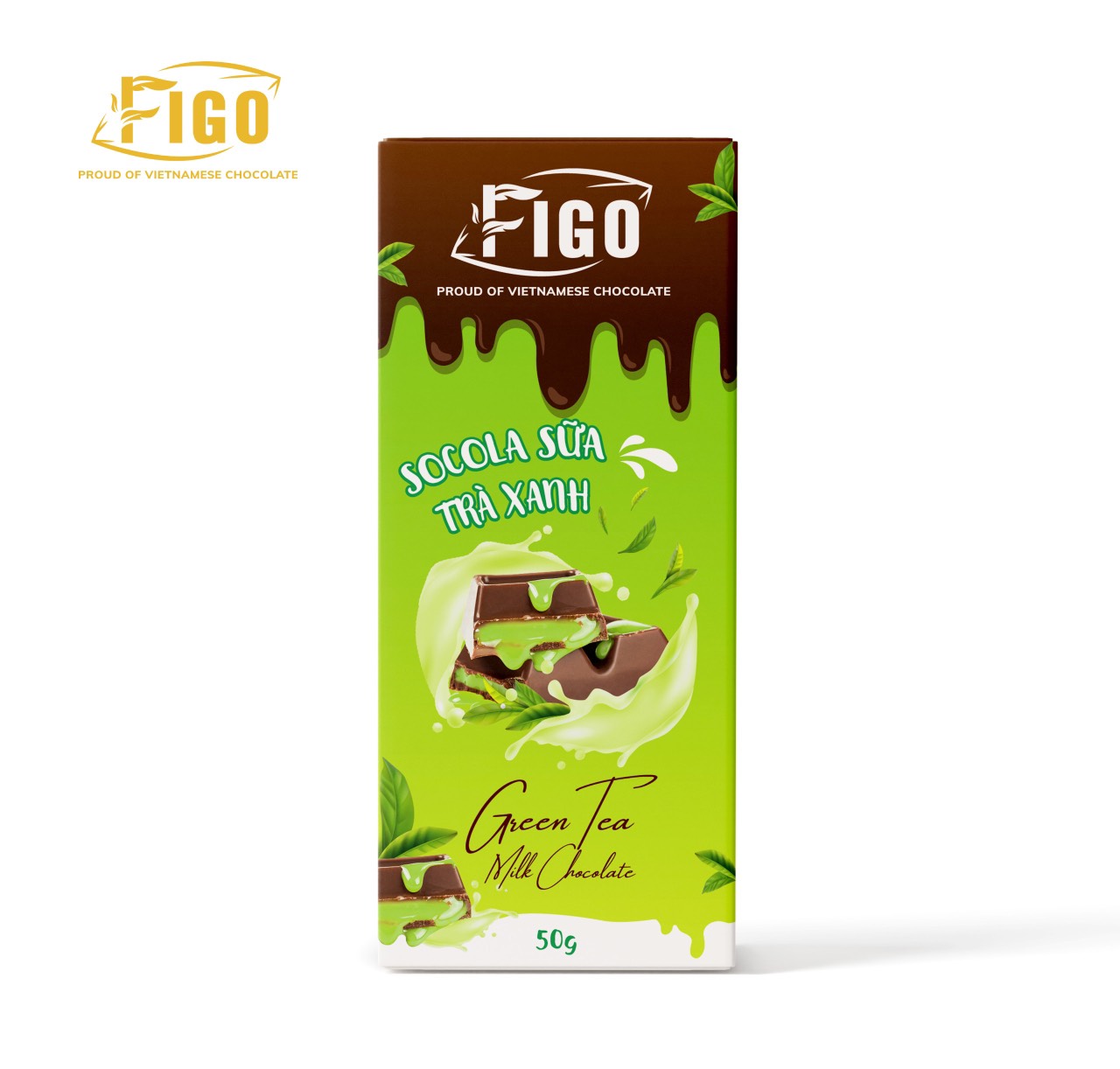 SIÊU NGON Kẹo socola sữa nhân trà xanh 50g FIGO