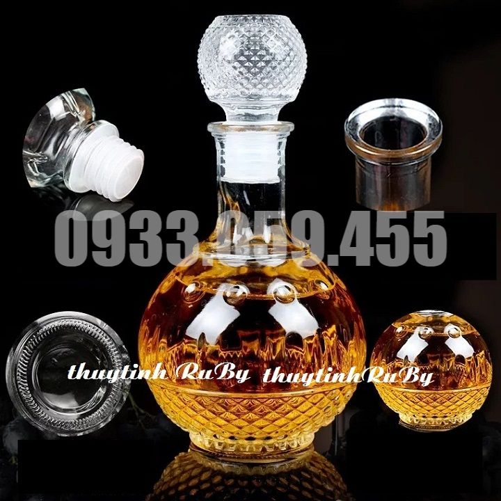 Bình Rượu Sâm Kim cương Chấm Bi 900Ml, Bình Ngâm Rượu Thủy Tinh, Chai Trưng Rượu Kiểu, Hu Lo Ngâm Nhân Sâm, Vo Chai Rượu Kiểu