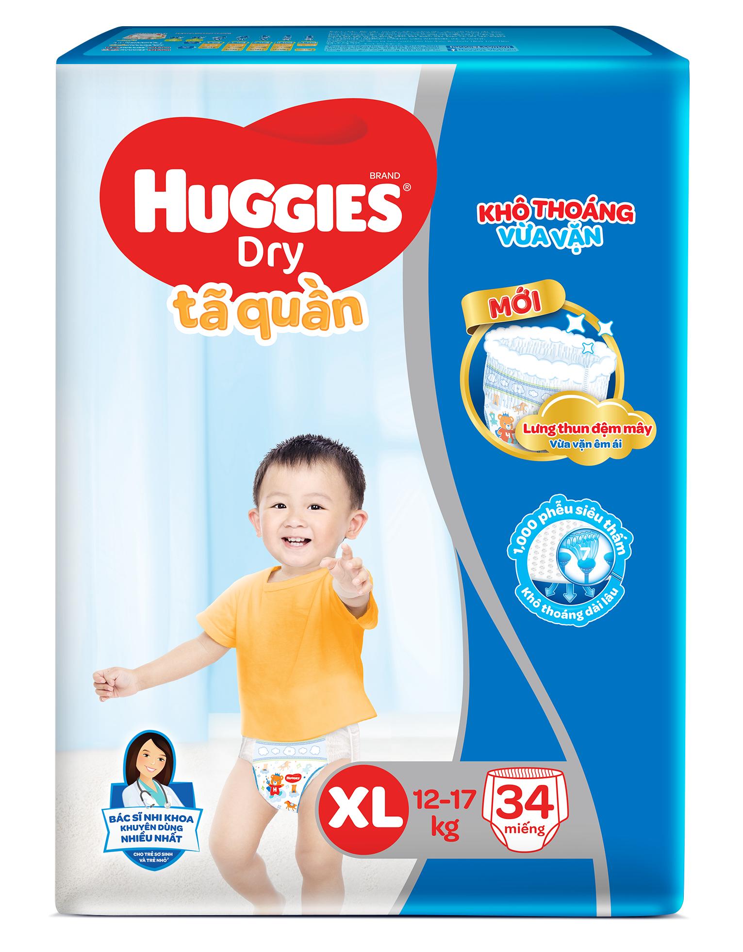 Bỉm tã quần Huggies Dry size XL 34 miếng