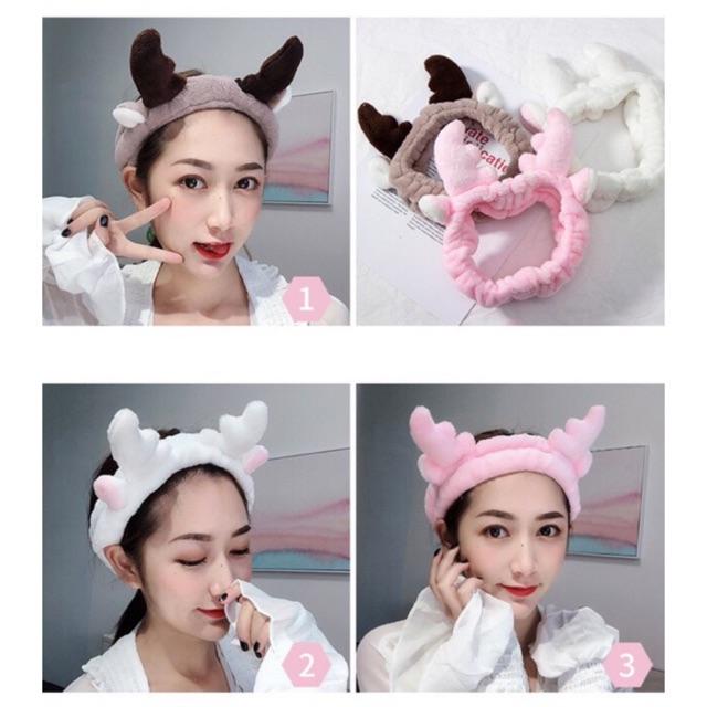 [HCM]Băng Đô Sừng Hươu Cá Tính Bờm Tóc Sừng Hươu Vải Nhung Mềm Mại Dùng Cực Êm