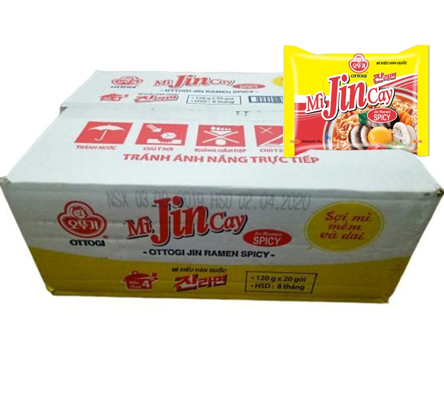 1 Thùng 20 gói - mì Jin cay Ottogi 120g, cam kết hàng chính hãng, chất lượng đảm bảo, an toàn cho sức khỏe người dùng