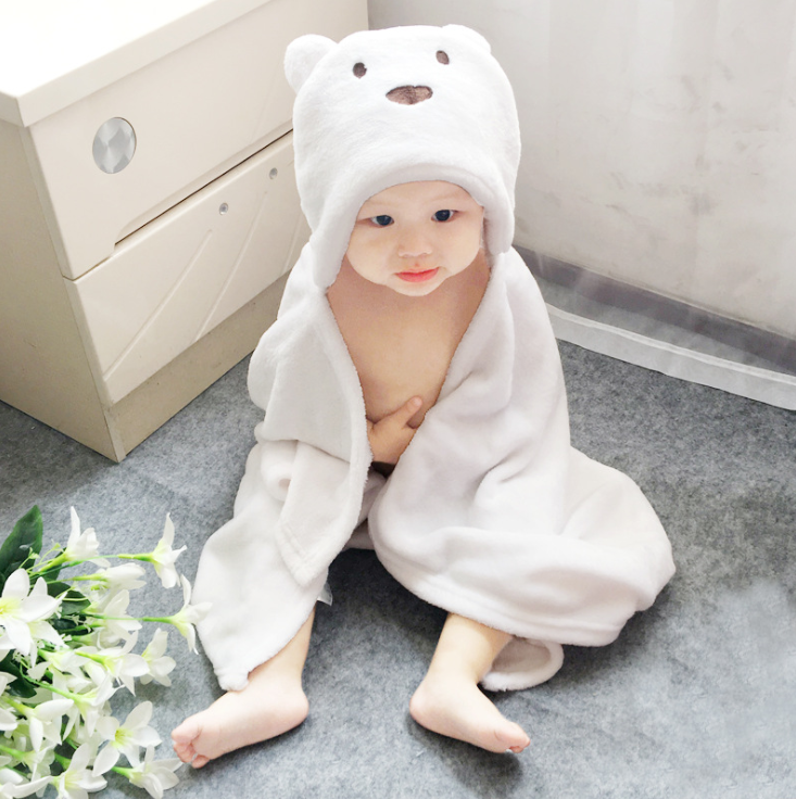 Chăn ủ hình thú cho bé hình Gấu Trắng, Khăn quấn sơ sinh, Chất liệu vải bông mềm mịn