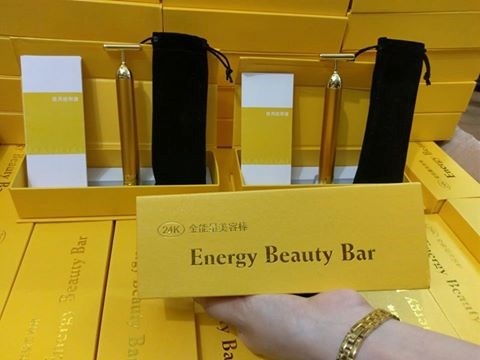 Máy masage rung nhanh Energy beauty bar gold 24k, chăm sóc da, thon gọn mặt...