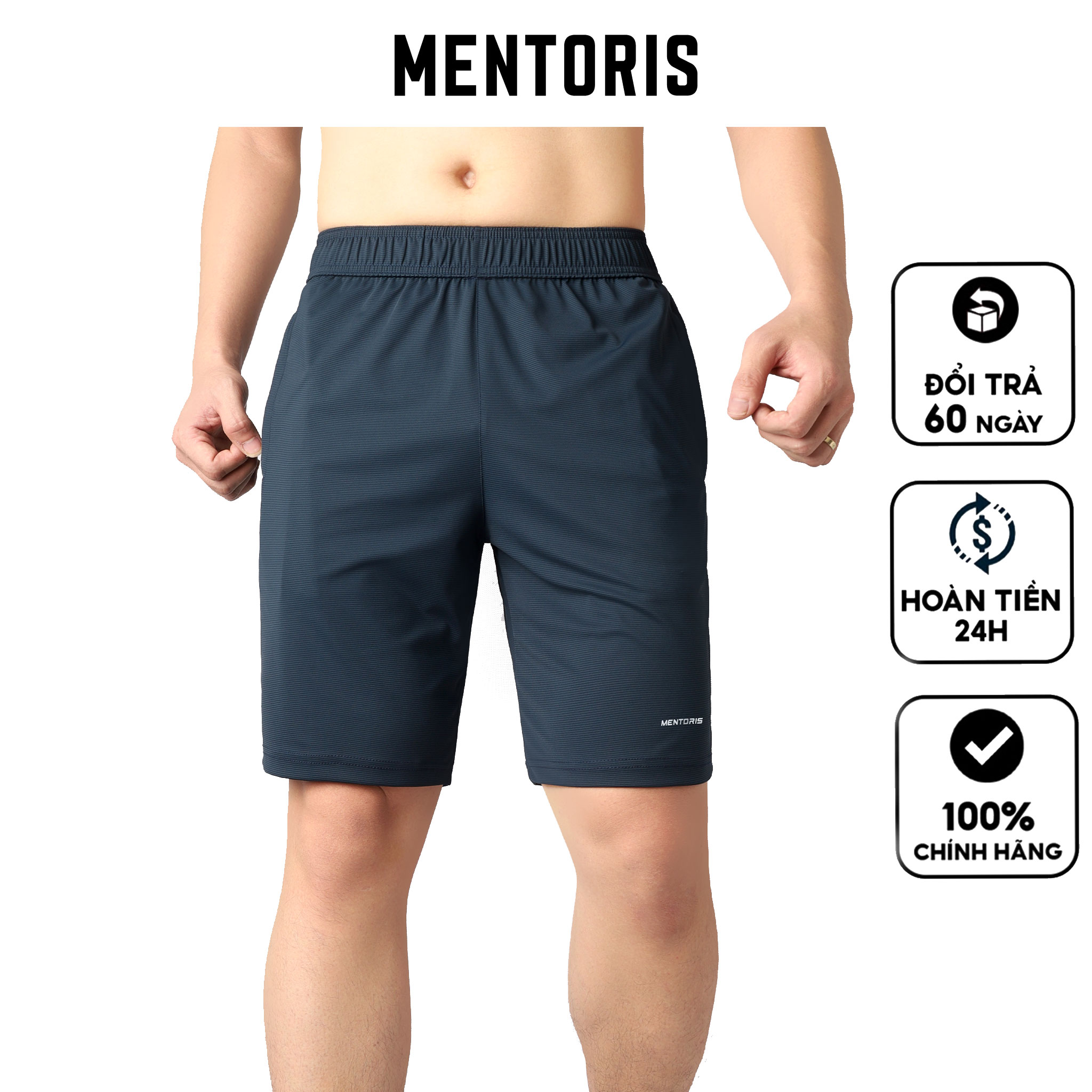 Quần short thể thao nam thun lạnh MENTORIS chất vải siêu co giãn, siêu mát siêu thoáng khí MSR12