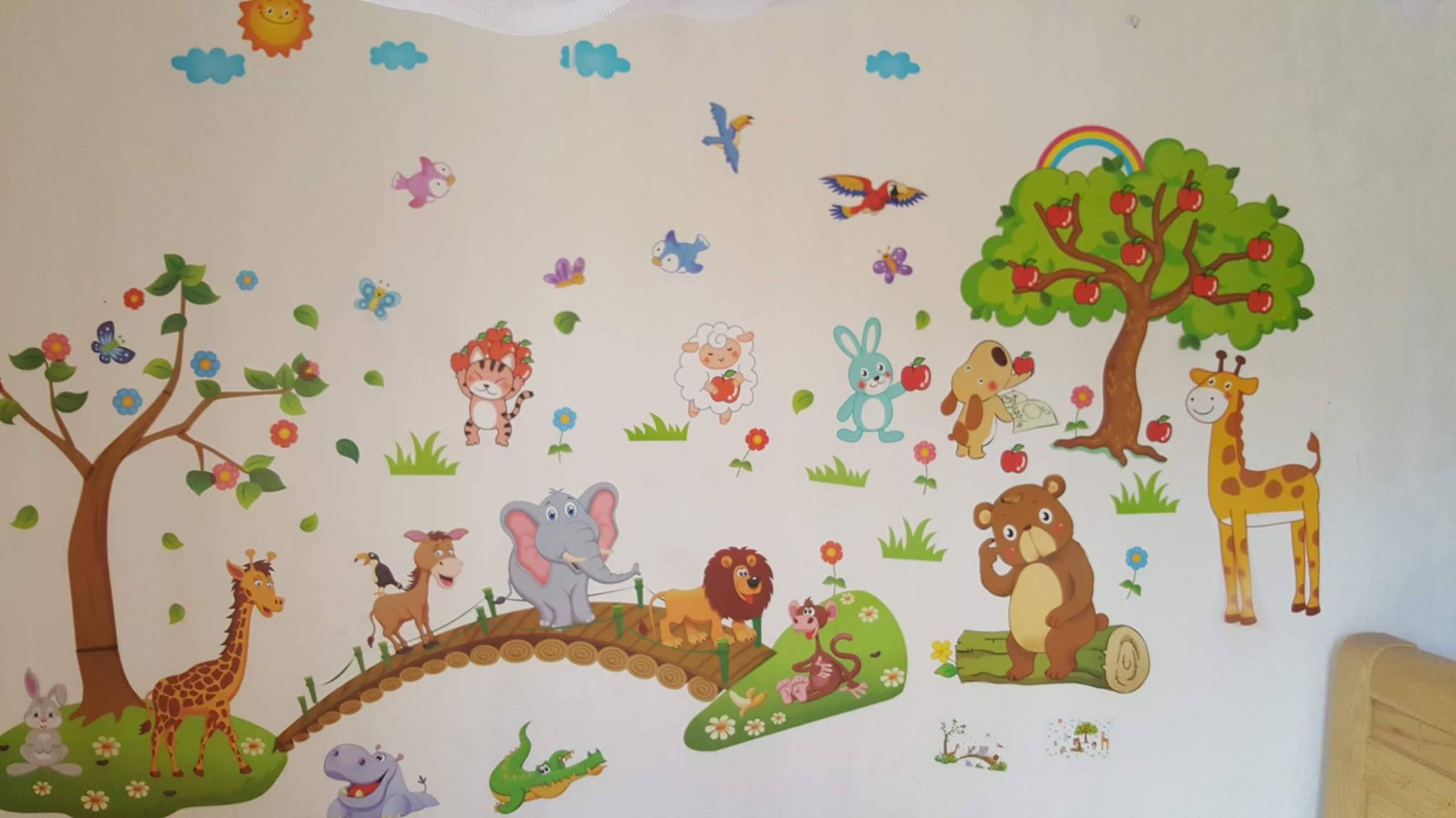 Decal dán tường Thú qua cầu vườn cherry - T59-kiddecals