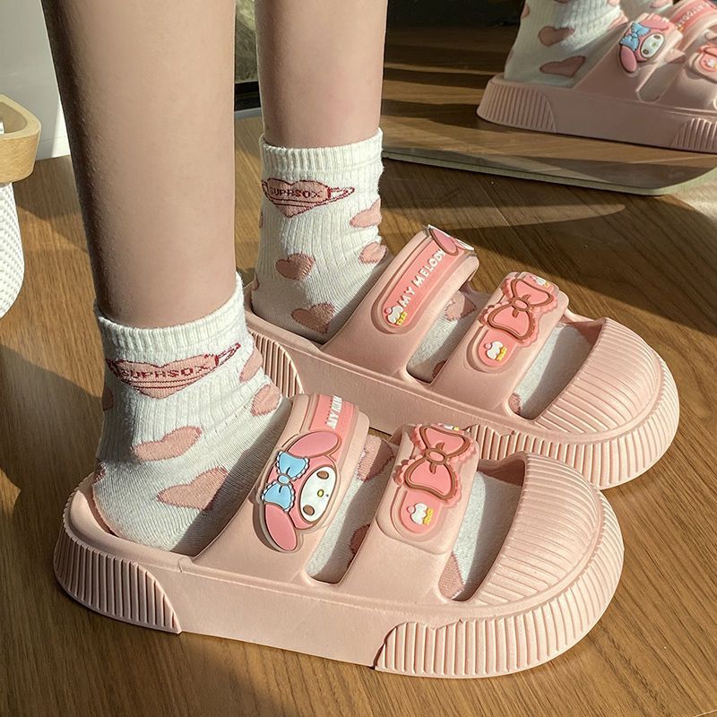 Anime Sanrio Dép Dễ Thương Hello Kuromi Mymelody Sinh Viên Mùa Hè Mặc Chống Trượt Dép Đế Dày Và Dép Đi Ngoài Giày