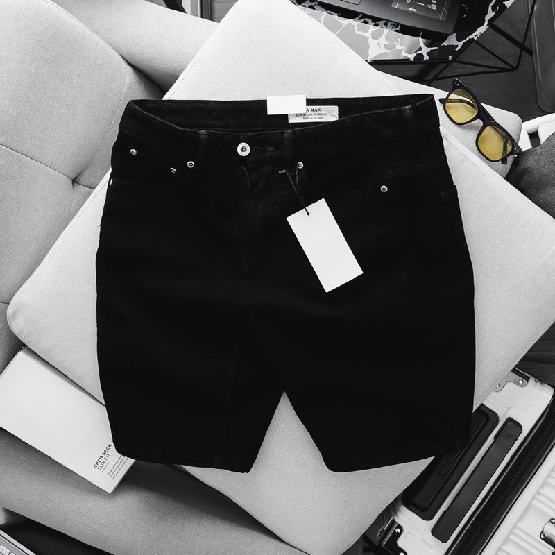 Quần short nam cao cấp đen xám jeans co giản