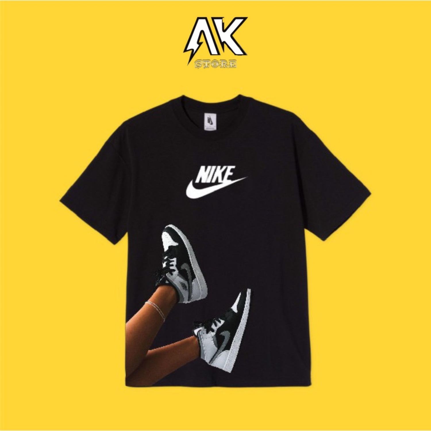 Áo thun n.i.k.e đôi chân custom hàng cao cấp cotton 100%