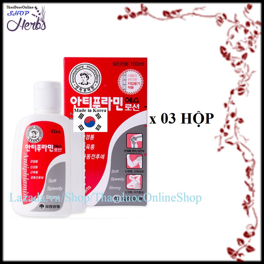 Bộ 3 Hộp Dầu nóng xoa bóp/massage Yuhan Antiphlamine Lotion 100ml/hộp
