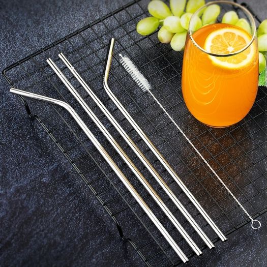 Bộ 4 ống hút inox 304 kèm cọ rửa