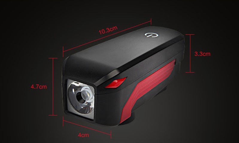 Đèn pha xe đạp có còi 7599 pin sạc usb