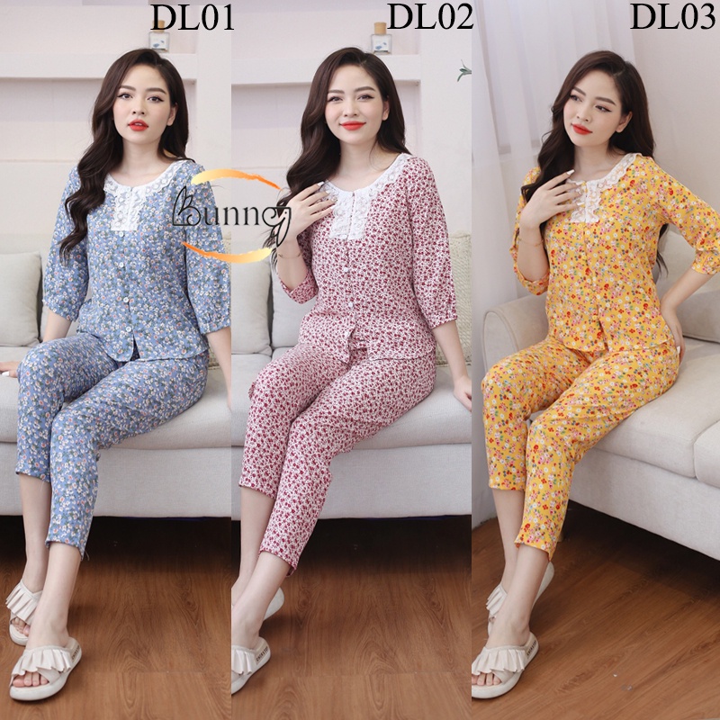 Đồ bộ mặc nhà, mặc sau sinh, đồ bộ nữ, bộ quần áo nữ mặc nhà cổ zen khuy cài