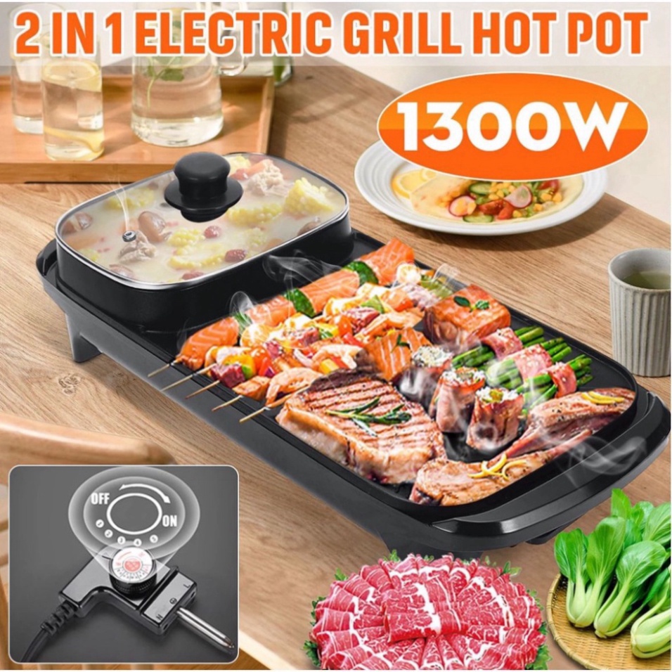 Bếp nướng điện, bếp nướng, bếp lẩu nướng 2 trong 1, lẩu điện đa năng, bếp lẩu nướng, bếp nướng điện đa năng, bếp lẩu nướng điện 2 trong 1 đa năng an toàn dể sử dụng – BH 12 tháng