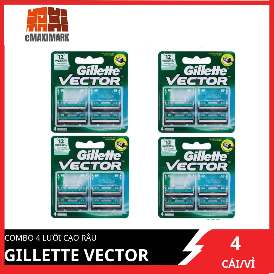 [HCM ship 2h] Combo 4 Vĩ Lưỡi Cạo Râu Gillette Vector Lưỡi 4s