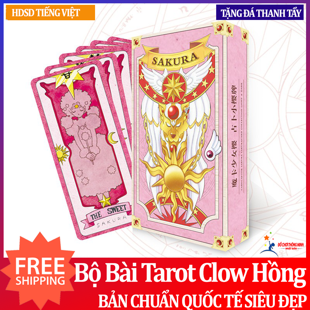 Combo Bài Tarot Clow card/Cardcaptor Sakura/KINOMOTO SAKURA Phiên Bản Màu Hồng Tặng Thảm Trải Bài Tarot