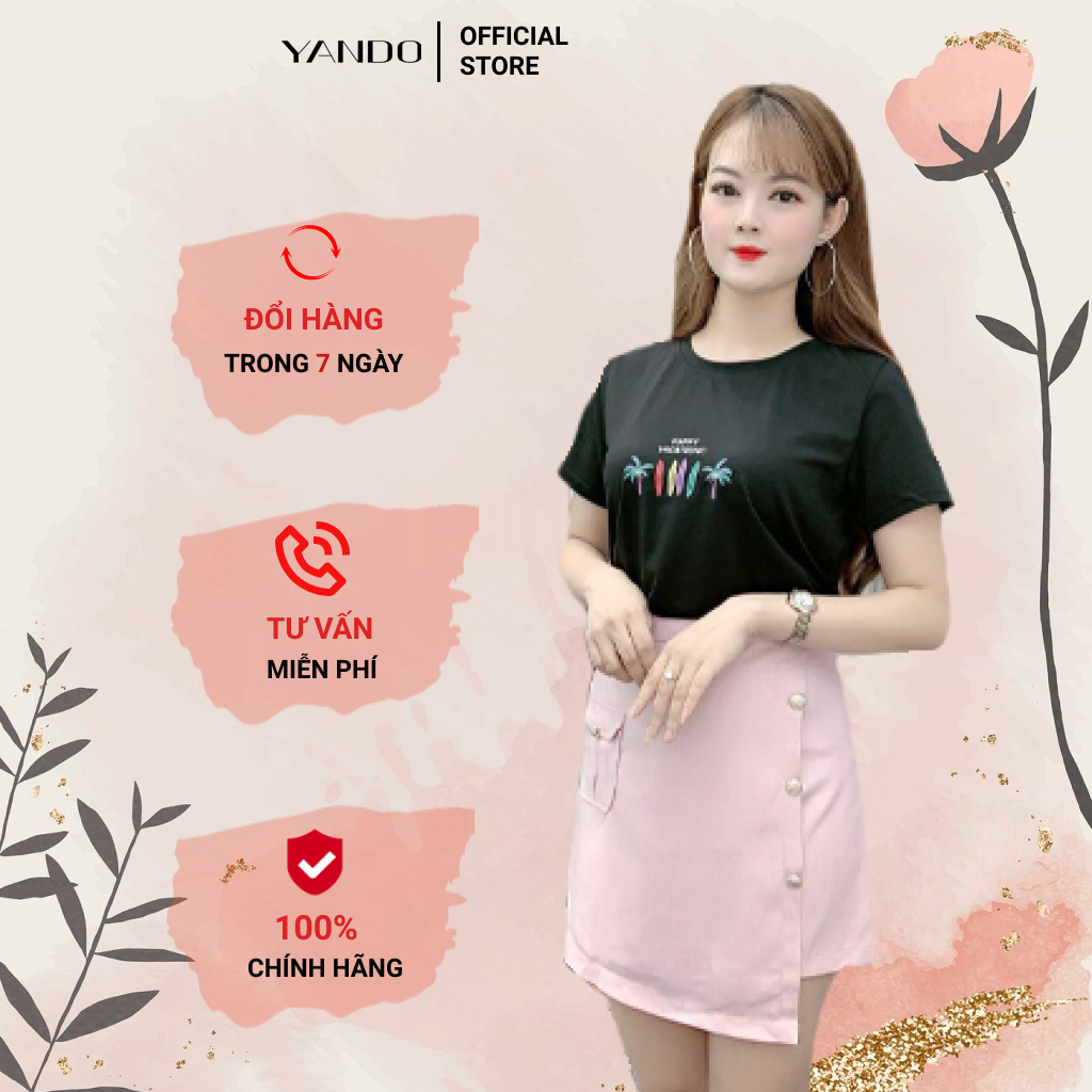 Áo thun nữ thêu họa tiết yando at02