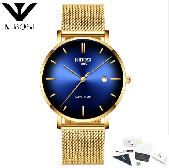 Đồng hồ nam Nibosi NI2362 dây lưới thép siêu mõng