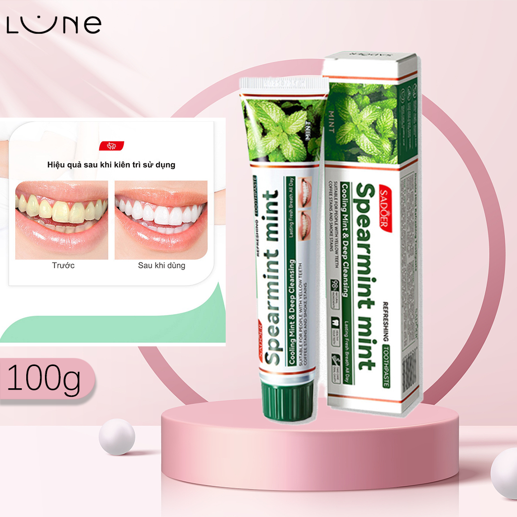 Kem Đánh Răng Làm Trắng Răng loại bỏ cao răng hôi miệng tẩy ố vàng 100g Không Chứa Florua Kem đánh răng bạc hà