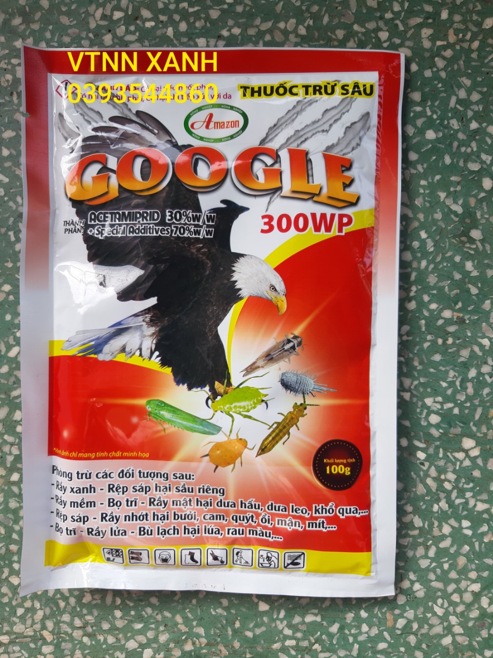 Thuốc trừ sâu rầy GOOGLE 300WP Diệt trừ Rầy xanh rệp sáp bọ trĩ rầy nhớt gói 100gram