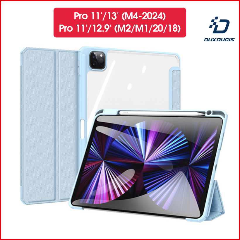 [Giao Hỏa Tốc] Bao da DUX DUCIS iPad Pro 11/ 13 inch (M4-2024)/ Pro 11/ 12.9 inch (M2-2022/M1-2021/2020/2018) (TOBY SERIES) Mặt lưng trong, Có Khay Đựng Bút - Xanh Da Trời
