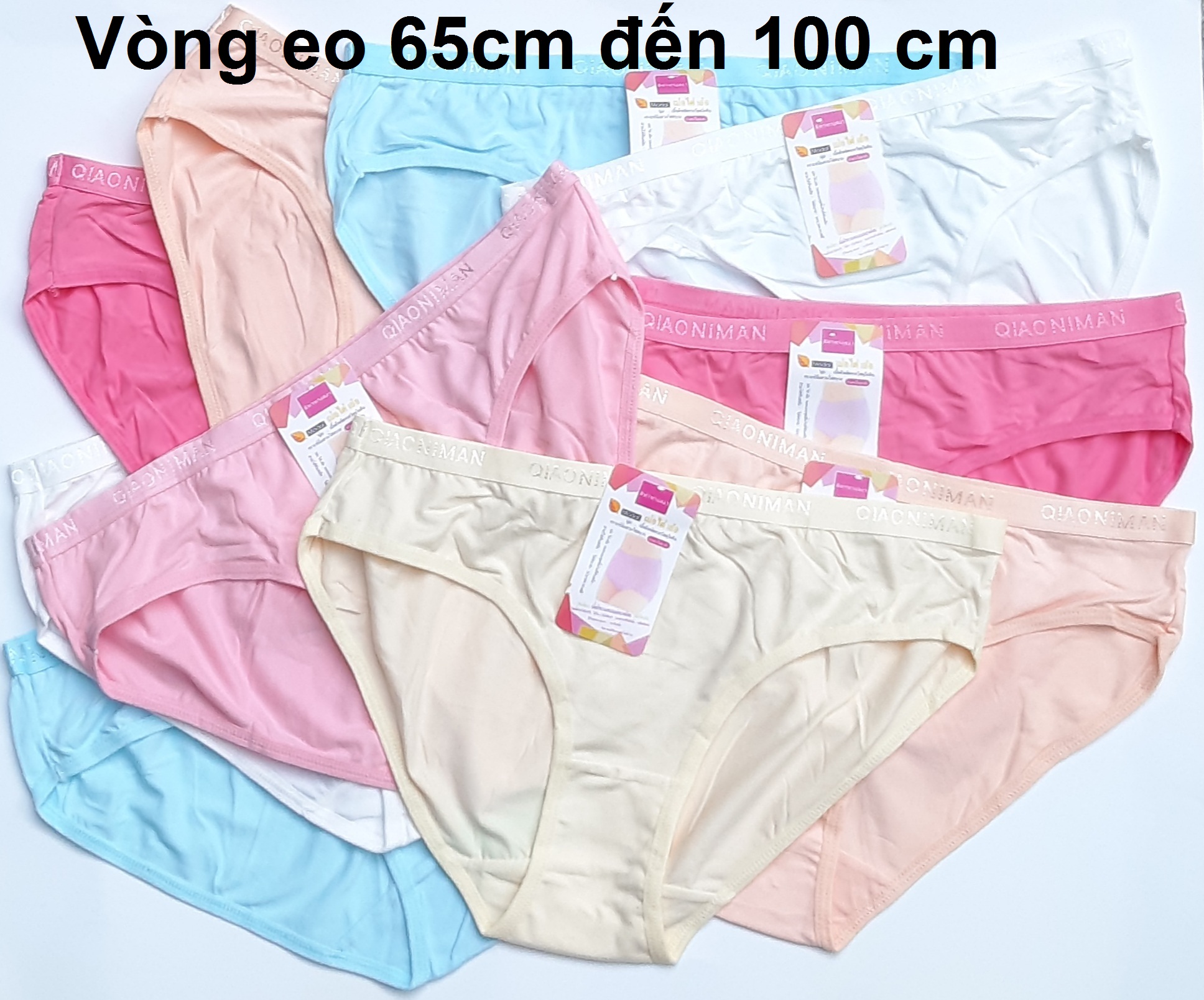 [56 đến 75 kg] Combo 10 Quần lót nữ lưng cao big size Thun 100% Cotton Lưng ôm mông định hình độ co giãn tốt vừa khít cơ thể - Thái Lan