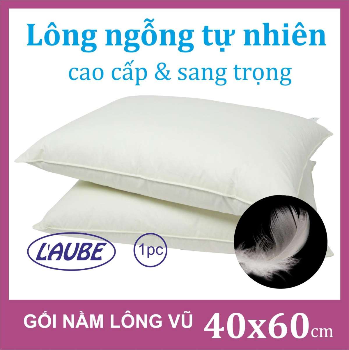 Gối tựa lưng lông vũ cao cấp 40x60 cm