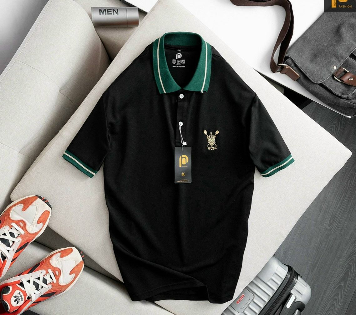 Áo Thun Polo Nam Phối Cổ Vải Cá Sấu Cotton Thoáng Mát, Áo Ngắn Tay Có Cổ