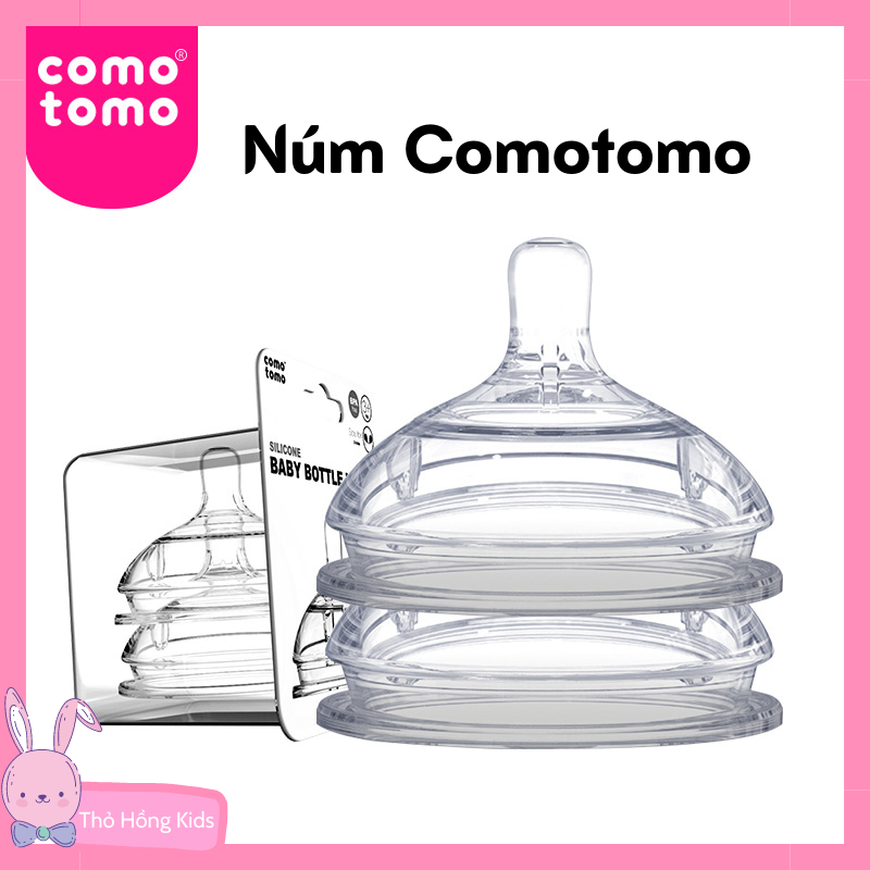 Núm ti rời thay thế cho bình Comotomo 100% Silicon y tế cao cấp (đủ size, tách lẻ 1 chiếc) - Thỏ Hồng Kids