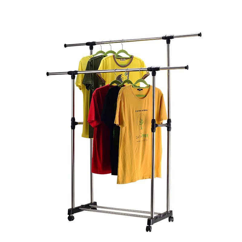 Giàn Phơi Đôi Lắp Ráp 2 Tầng Inox Cao Cấp Kèm Bánh Xe Tiện Lợi - Cây Treo Quần Áo Inox - Giàn Phơi Quần Áo Thông Minh - Dây Phơi Quần Áo - Sào Phơi Quần Áo - Giàn Phơi Thông Minh, Giàn Phơi Quần Áo