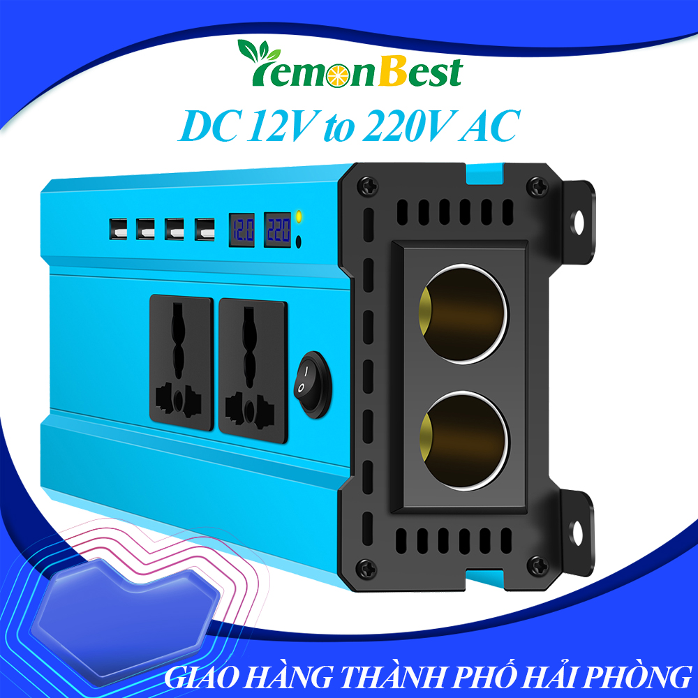 Lemonbest 4000W Bộ Chuyển Đổi Điện Năng Xe Ô Tô Màn Hình Đèn LED Kỹ Thuật Số DC 12V Đến 220V AC Sửa Đổi Bộ Chuyển Đổi Sóng Hình Sin Với 2 Ổ Cắm Điện Xoay Chiều & 4 Giao Diện USB Hỗ Trợ Nhiệt Độ Thông Minh Điều Khiển