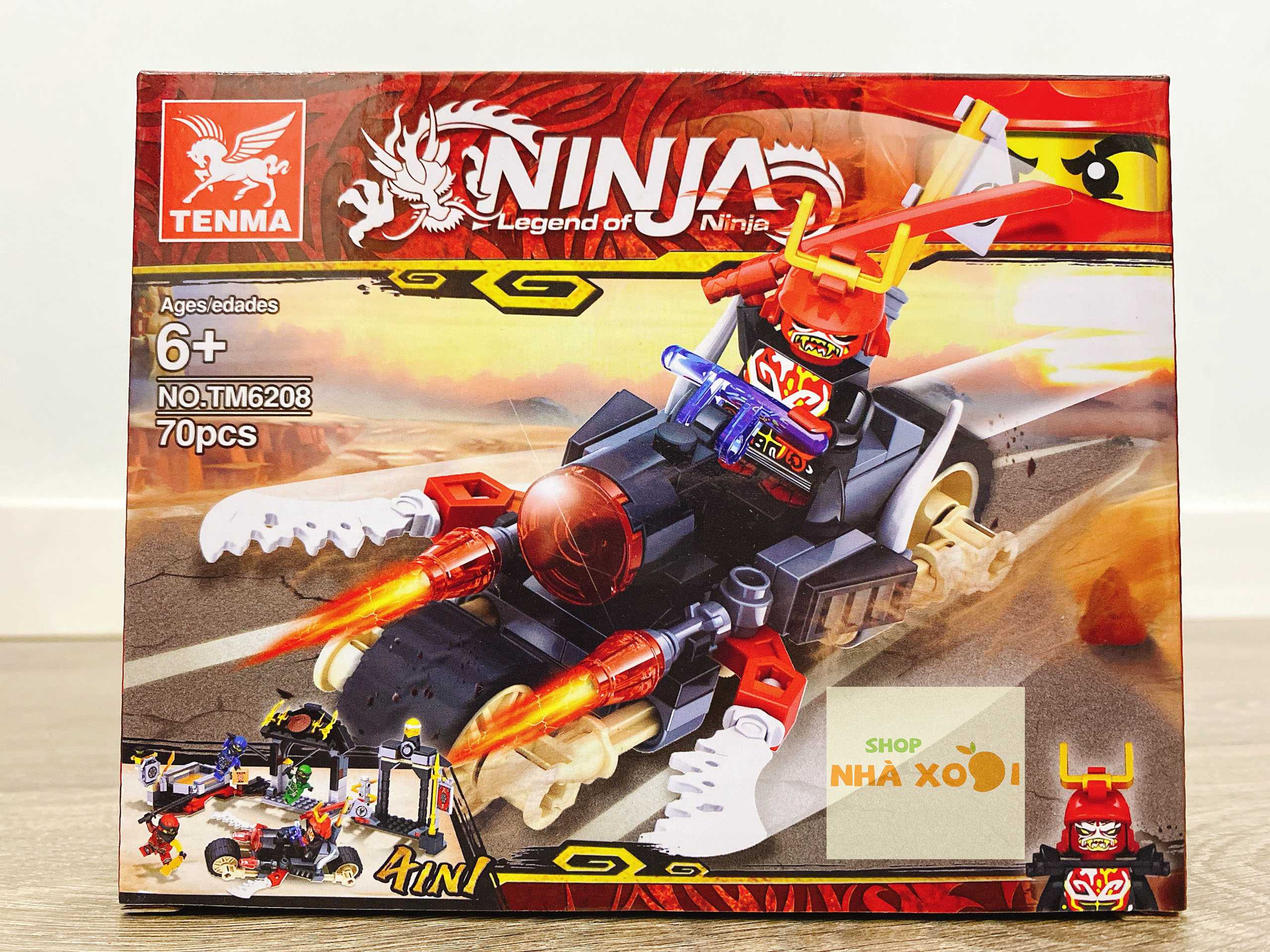 Lego ninja xếp hình xe chiến đấu thế hệ mới 4 in 1, nhựa cao cấp abs, an toàn cho bé, shop nhà xoài