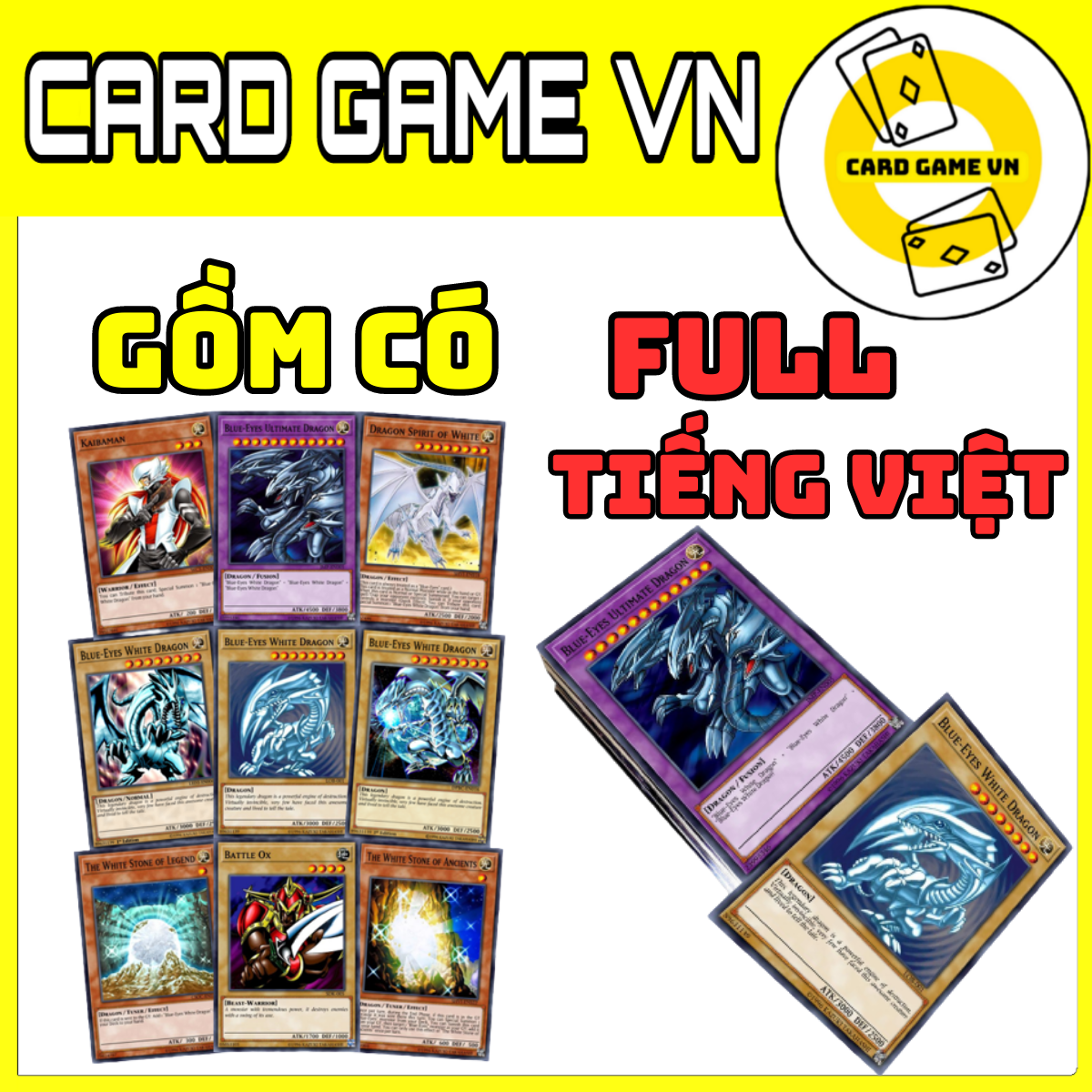[BÀI IN] Bài YuGiOh Tiếng Việt/Anh - Bộ 45 lá bài Kaiba Deck trong Legendary Deck 2 - Card Game VN
