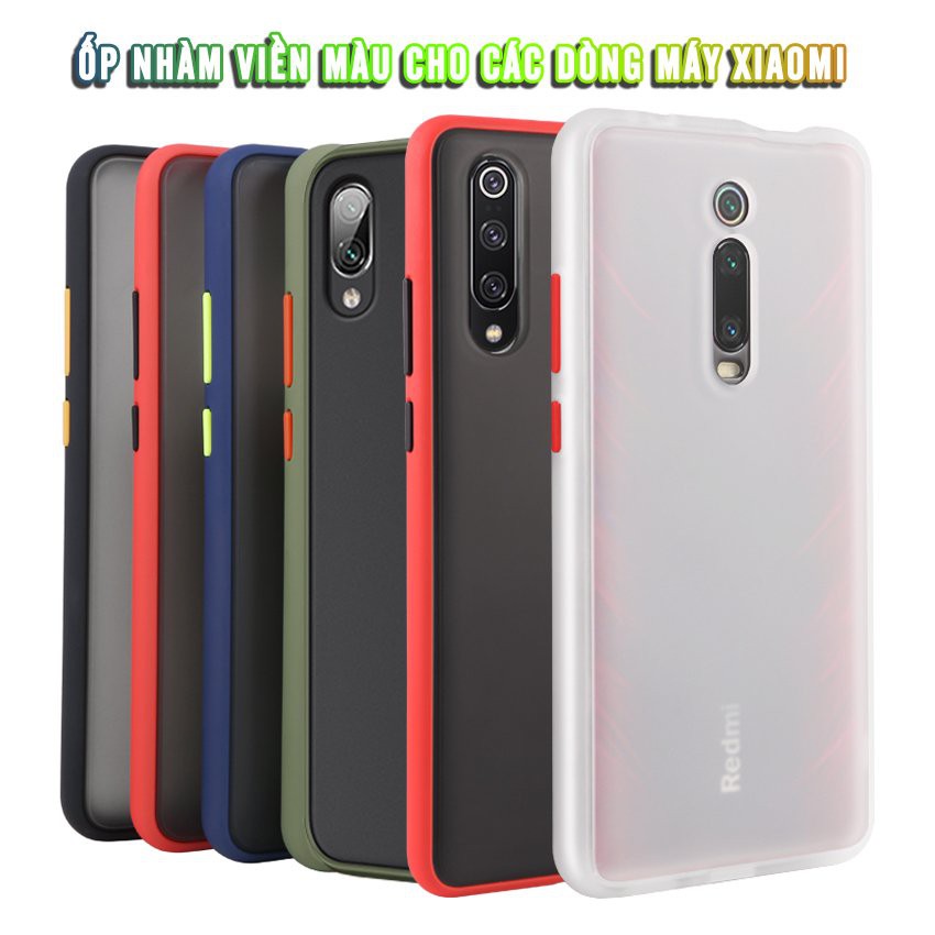 Ốp lưng cho redmi note 9s-9-note 8 pro-note 8-note 7/redmi 9-8-8a/redmi k30-k30 pro-k20/mi note 10 - nhám viền màu