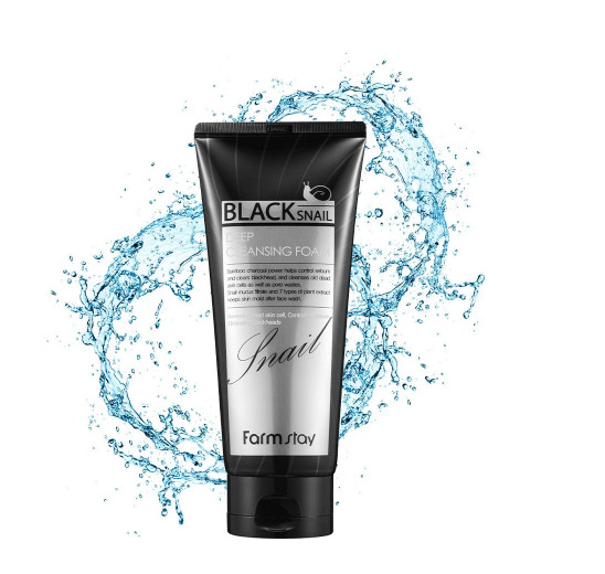 Sữa rửa mặt sạch sâu tinh chất ốc sên đen - farmstay black snail deep cleansing foam 180ml