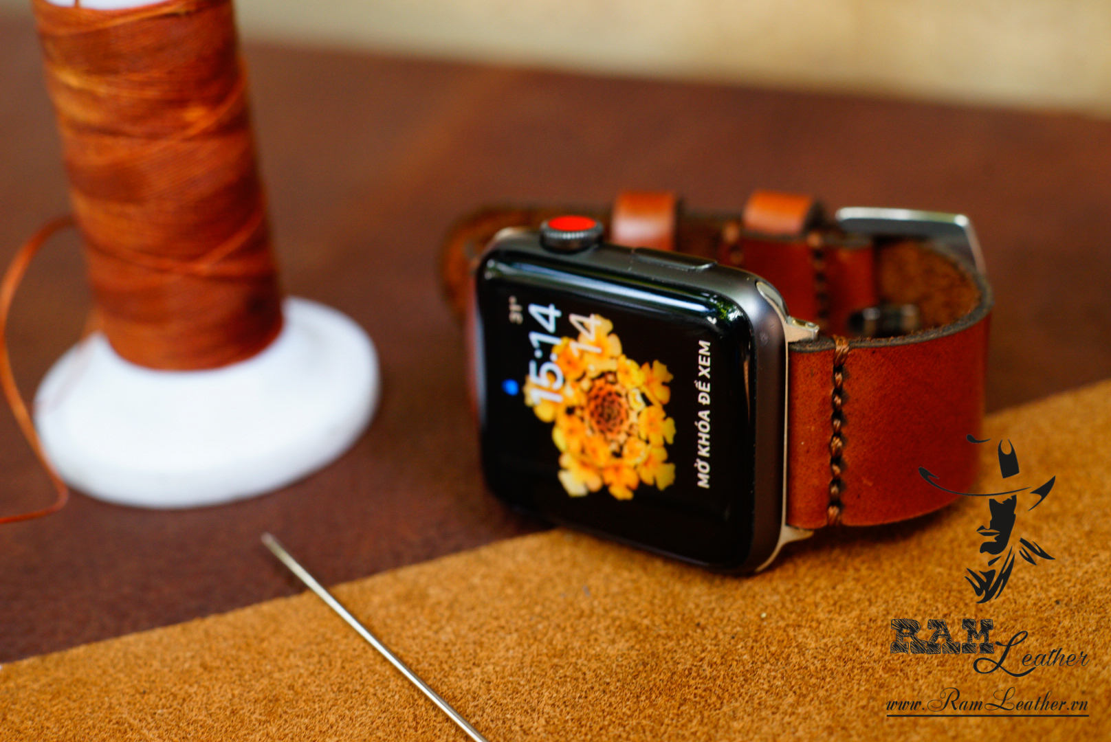 Dây da đồng hồ da bò thật bản bền đẹp ram leather simple 3