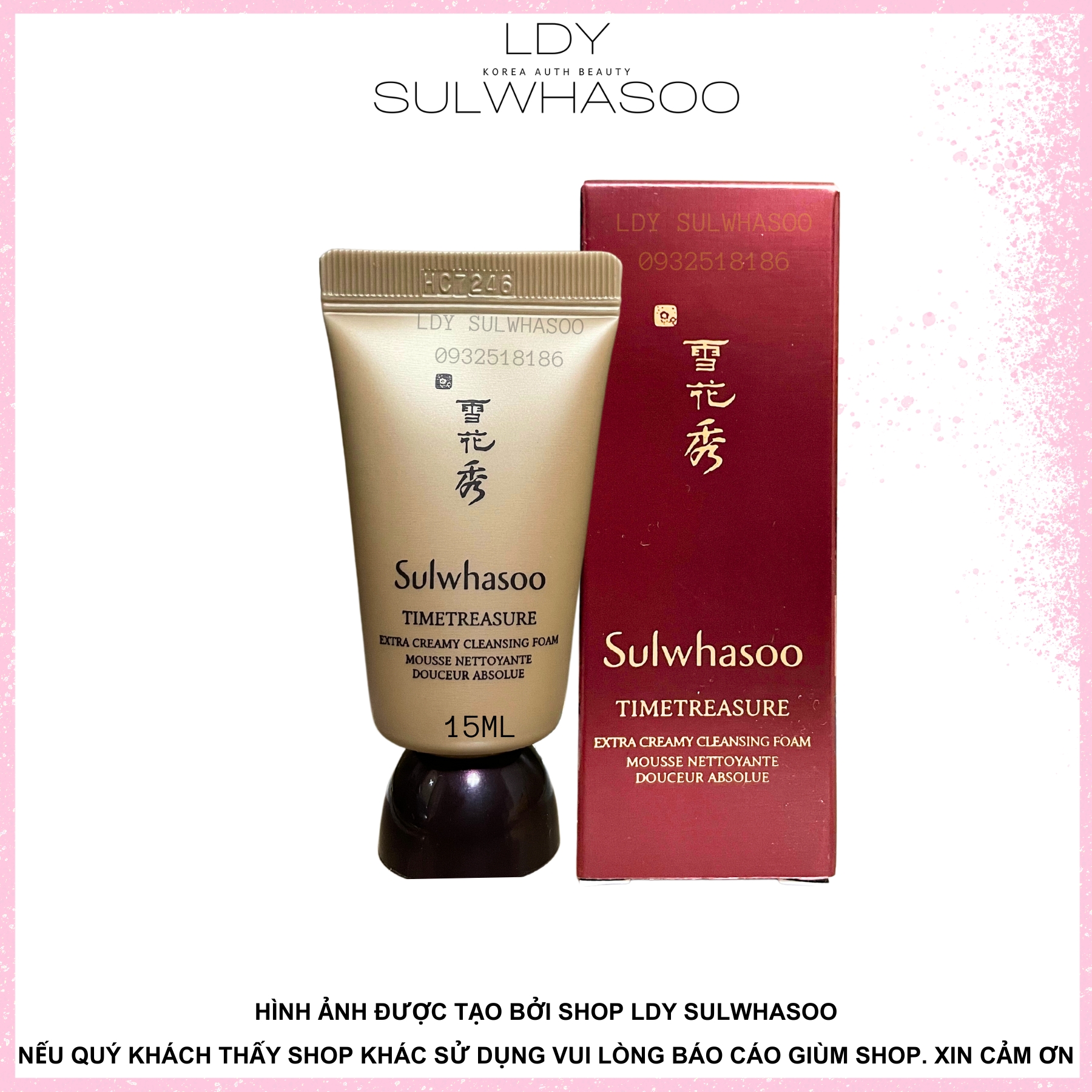 Sulwhasoo sữa rửa mặt thông đỏ chống lão hóa 15ml Sulwhasoo timetreasure extra creamy cleansing foam 15ml