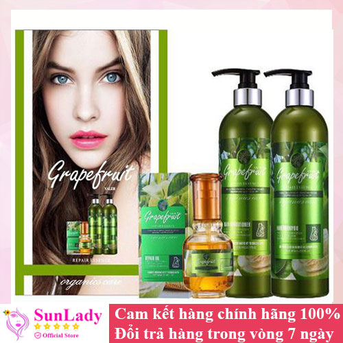 [HCM]Bộ dầu gội xả trị rụng tóc kích thích mọc tóc mềm mượt Grape Fruit Repair Hair Bưởi  850ml