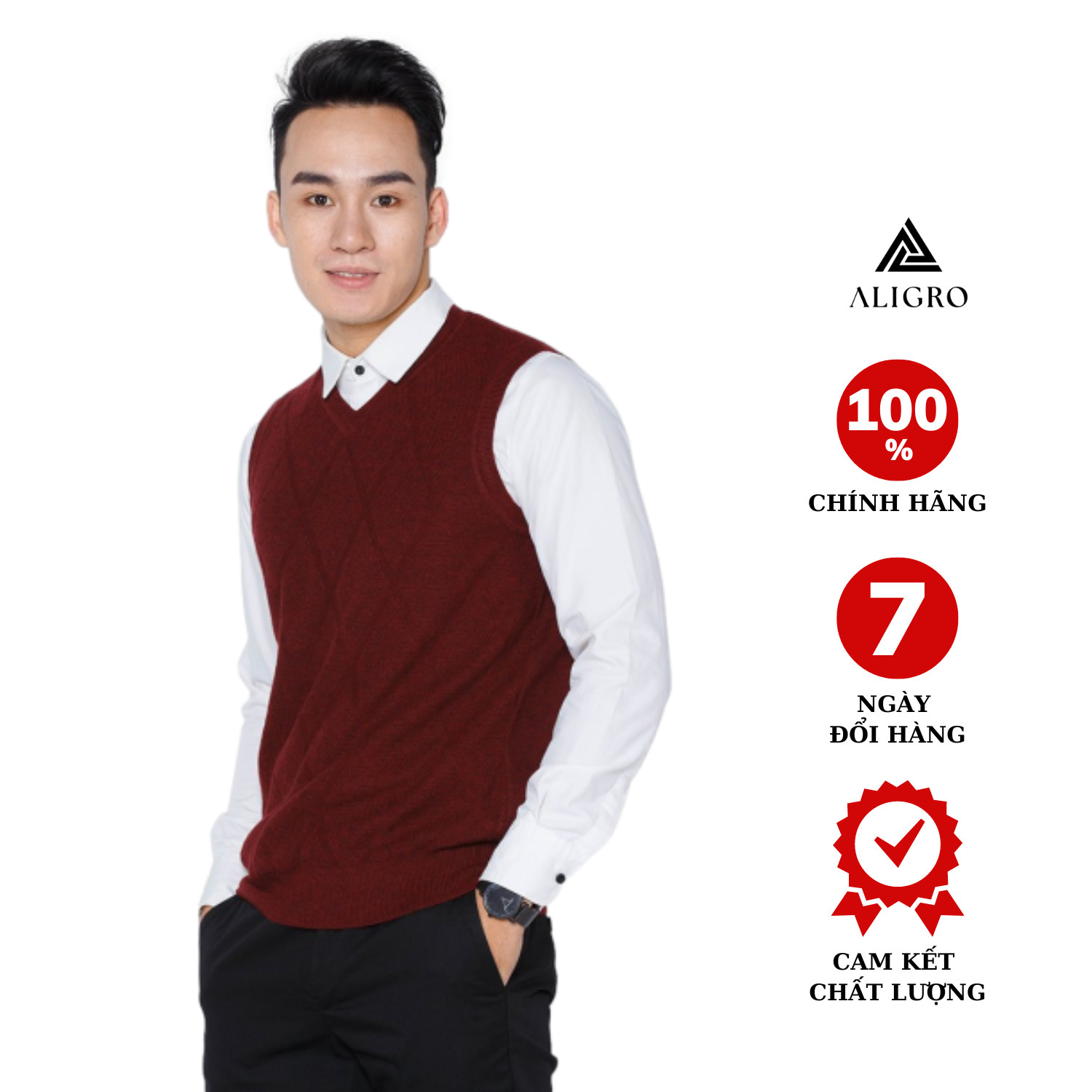 Áo len gile ALENGL008 đỏ đô quả trám