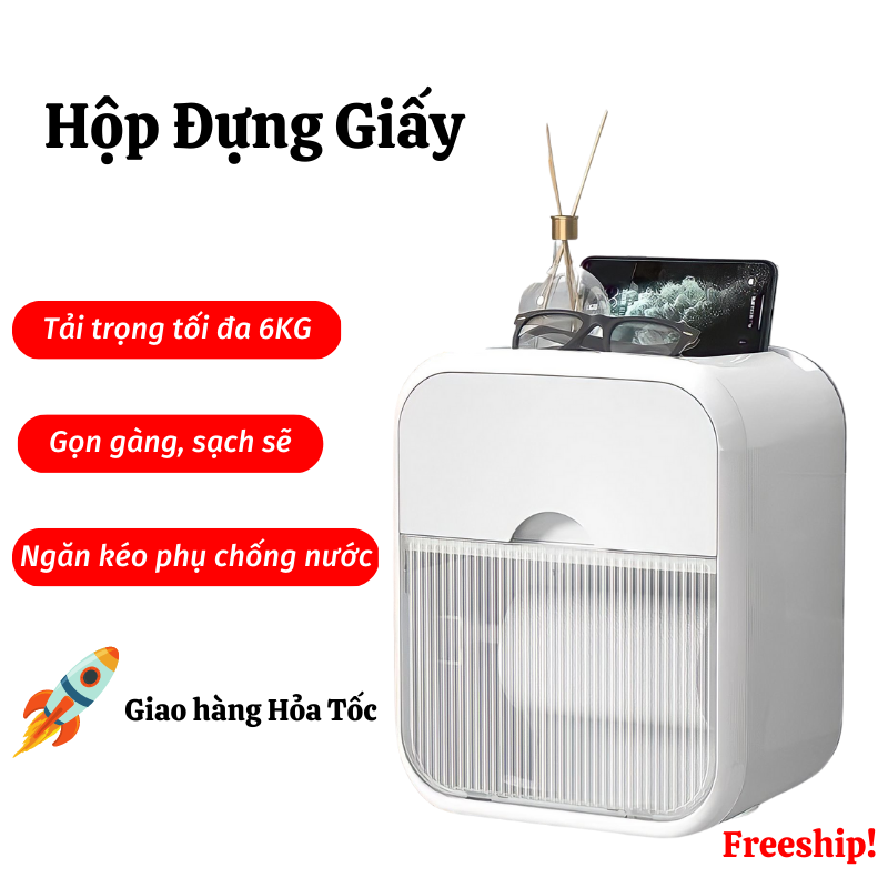 Hộp đựng giấy hộp đựng giấy vệ sinh kèm kệ để đồ điện thoại taka home