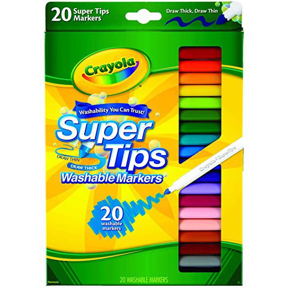 Bộ 20 cây Bút lông Dễ tẩy rửa Crayola Supertips, Nét thanh nét đậm