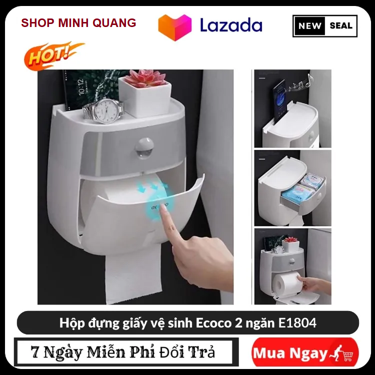 Hộp Đựng Giấy Vệ Sinh ECOCO hai tầng, Thiết Kế Thông Minh Tiện Dụng, Dễ Dàng Di Chuyển