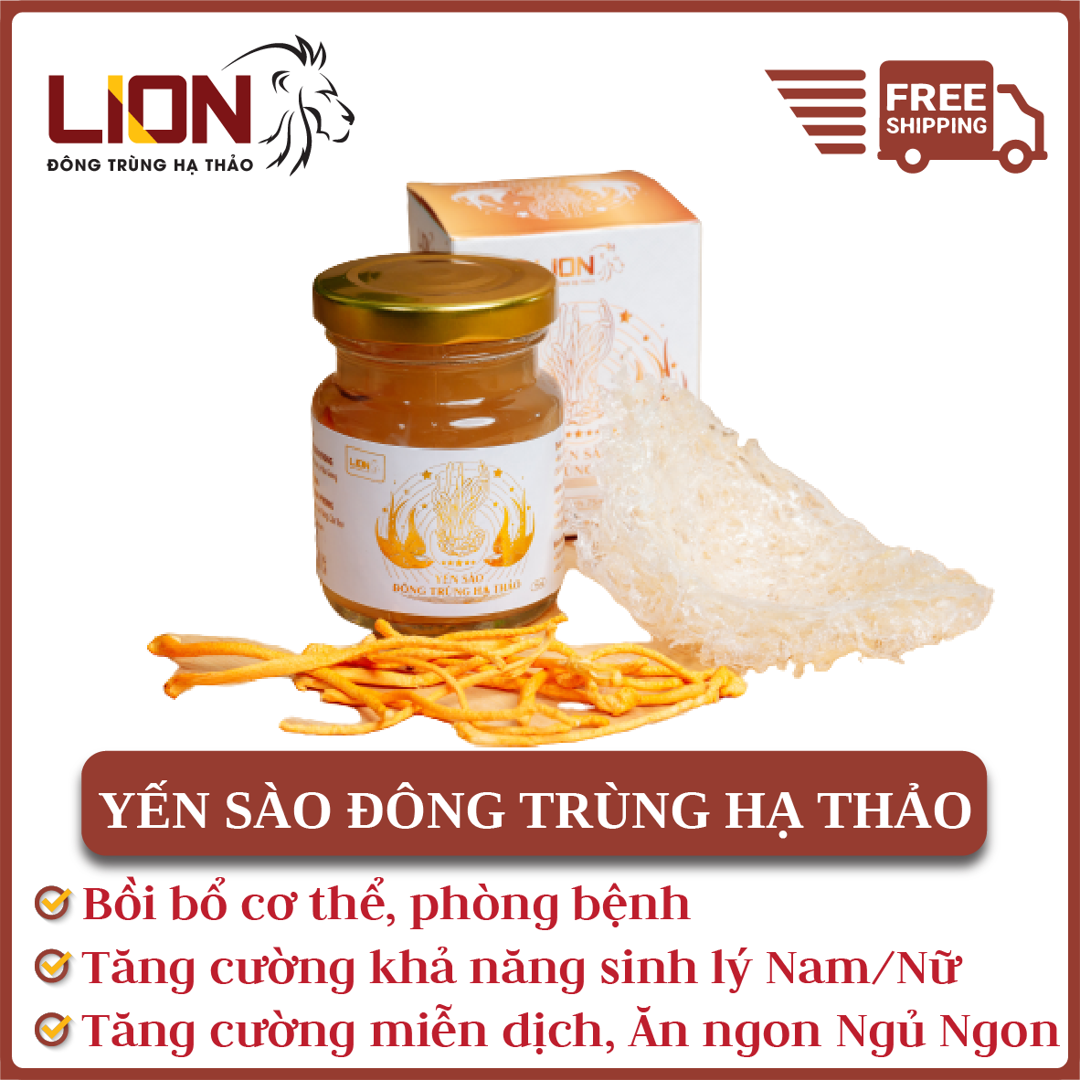 Yến Sào Đông Trùng Hạ Thảo 15% Yến Tươi - giúp bồi bổ sức khỏe, thích hợp cho mọi đối tượng