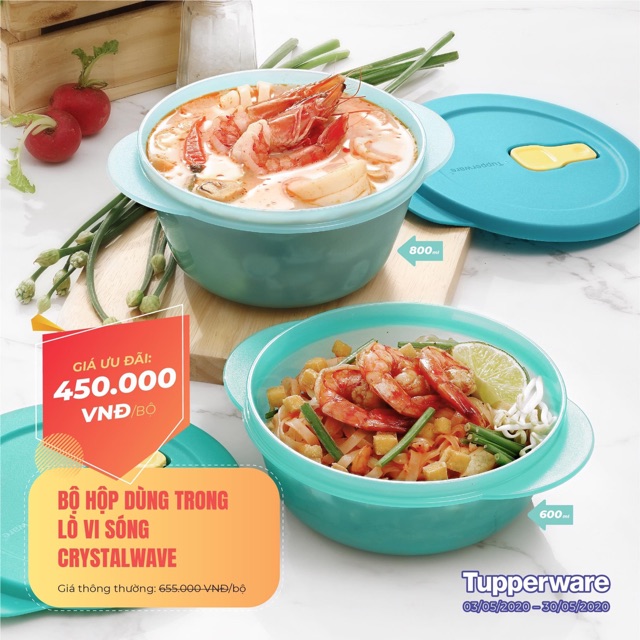 Bộ Hộp Dùng Trong Lò Vi Sóng Crystalware Tupperware