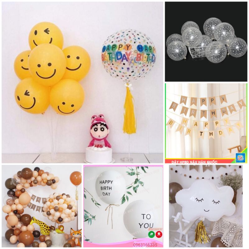 bóng chữ happy birthday to you ,mây trắng,bóng nâu hàn quốc,,cờ số tuổi