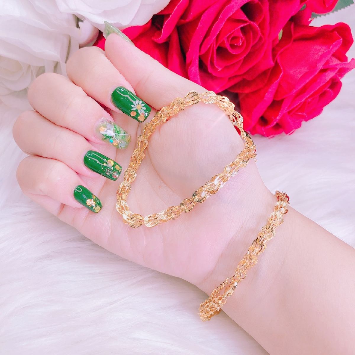 Lắc tay vàng nữ, lắc tay nữ đẹp mạ vàng cao cấp đuôi phụng 29R chạm khắc hoa văn tinh tế sang trọng thiết kế nữ tính nhẹ nhàng 33R Trang sức GREEN L043