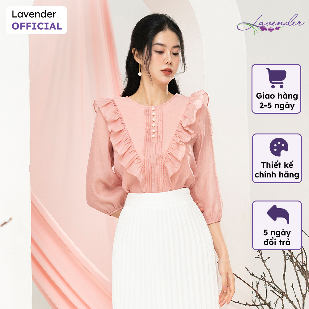 Áo sơ mi công sở nữ lavender màu hồng phấn cổ bèo mềm mại a3006