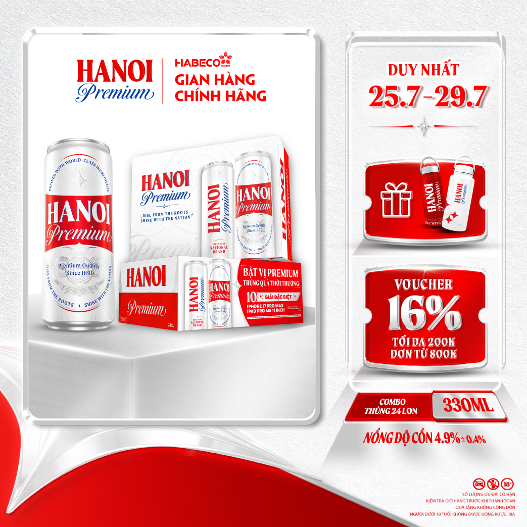 Combo 2 Thùng 24 lon Bia Hanoi Premium - HABECO (330ml)